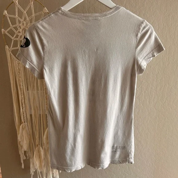 Harajuku Lovers Vintage Distressed White and Black Logo Graphic Tee - Picture 4 of 8